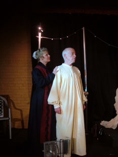 Production photo from 'Exit the King,' Julie Massey and William J. Norris